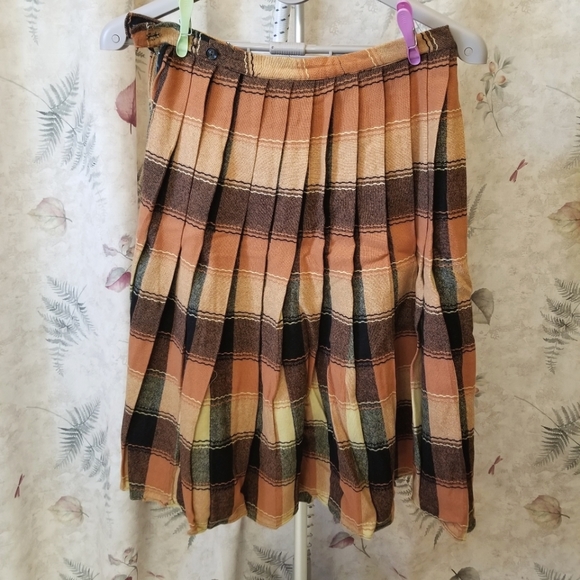 Vintage reversible wool midi plaid skirt (large) - Picture 1 of 2